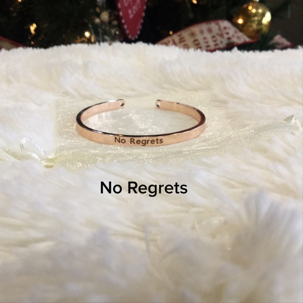 No Regrets open cuff adjustable bracelet NEW